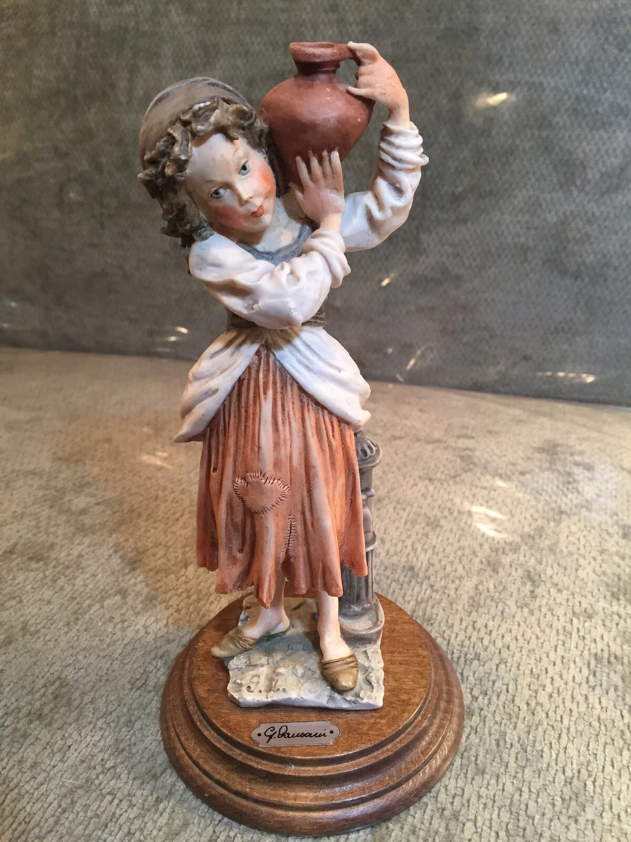 G ARMANI Signed Capodimonte FIGURINE Peasant GIRL Holding Water
