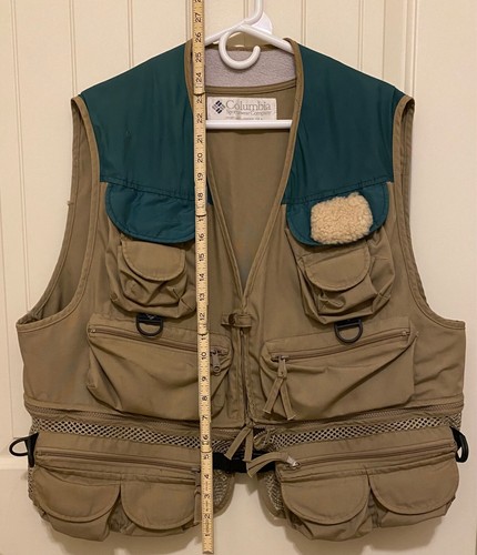 Columbia Bighorn II Fly Fishing Mens Large Vest PFG Pockets Sherpa Fleece Patch - Picture 10 of 16
