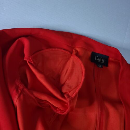 Dalia Red Blazer Open Front Cropped Rouched Sleeves Pockets Career Wear Small - Picture 11 of 12