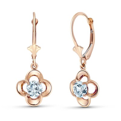 14K. GOLD LEVERBACK OHRRING MIT NATÜRLICHEN AQUAMARINEN (Roségold)