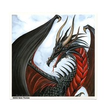 DRAGON BLACK Winged FIRE HEART FAERIE WICCA WICCAN VINYL Laptop STICKER/DECAL 
