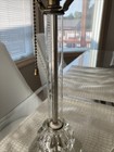 Vintage Etched Crystal Stacked Clear Table Lamp With Shade Home Decor Works — photo 2
