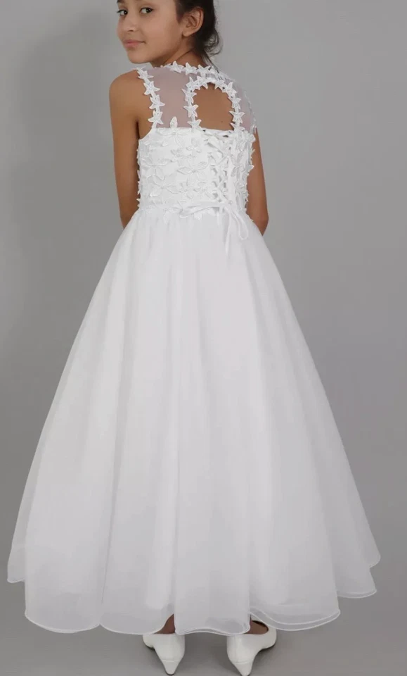 NUEVO CON ETIQUETAS Vestido Comunión Us Angels Big Girls The Regina en Blanco, Talla 14 Foto 2 de 2