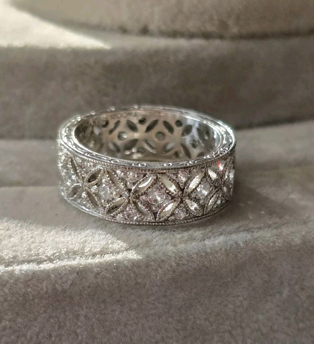 Tacori Diamonique Eternity Sterling Silver Ring Wedding Wide  display picture 1