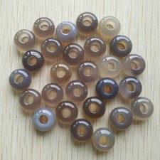 Wholesale 50pcs Natural Grey Onyx Round Shape Big Hole Beads for Bracelet 14X8mm