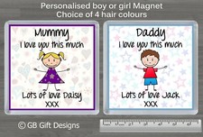 Personalised  Fridge Magnet I Love You Boy or Girl  Birthday Xmas Gift