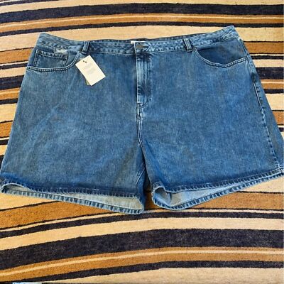 ASOS denim jean shorts high waisted plus size 28 UK medium wash Summer Vacation