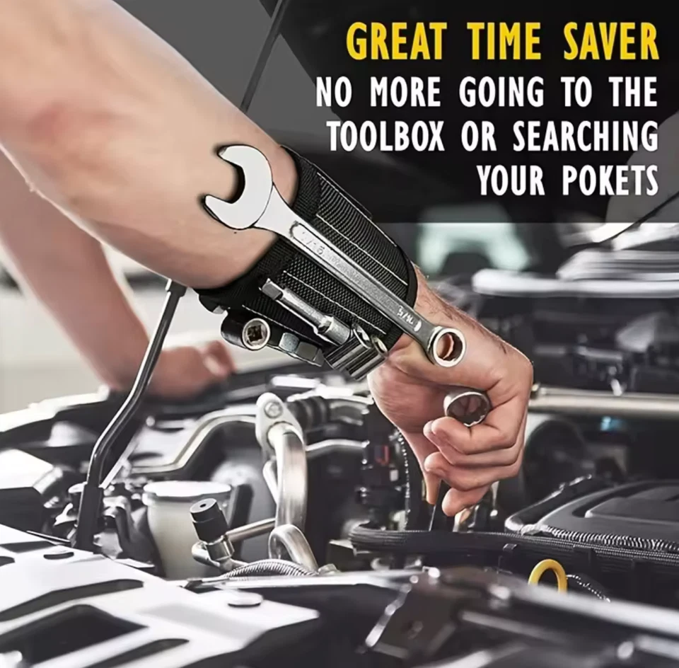 Tradie's bestmate Strong Magnetic Wrist Band Nuts Screws Nails Bolts Belt Strap - image 3 of 4