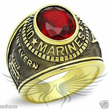 Anello Marines Vetro Sintetico Placcato Oro Iwo Jima 8 9 10 11 12 13 14 Tk414703G