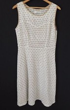 Romy Dress Fit & Flared Lace Tan/Ivory Cotton Blend Sleeveless Size M