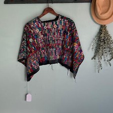 VTG Mayan Guatemalan Ceremonial Textile Huipil Poncho Blouse From Tactic