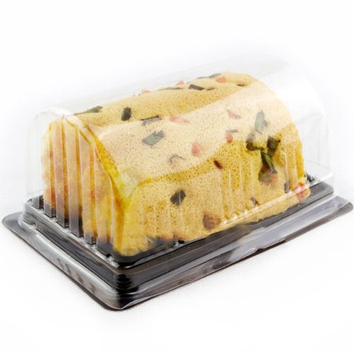 Rechteckige Rollkuchen zum Mitnehmen Dessert Gebäck Behälter Kunststoff Box Halter - Bild 5 von 9