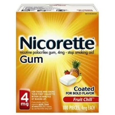 Nicorette Nicotine Polacrilex Gum Fruit Chill 100 each