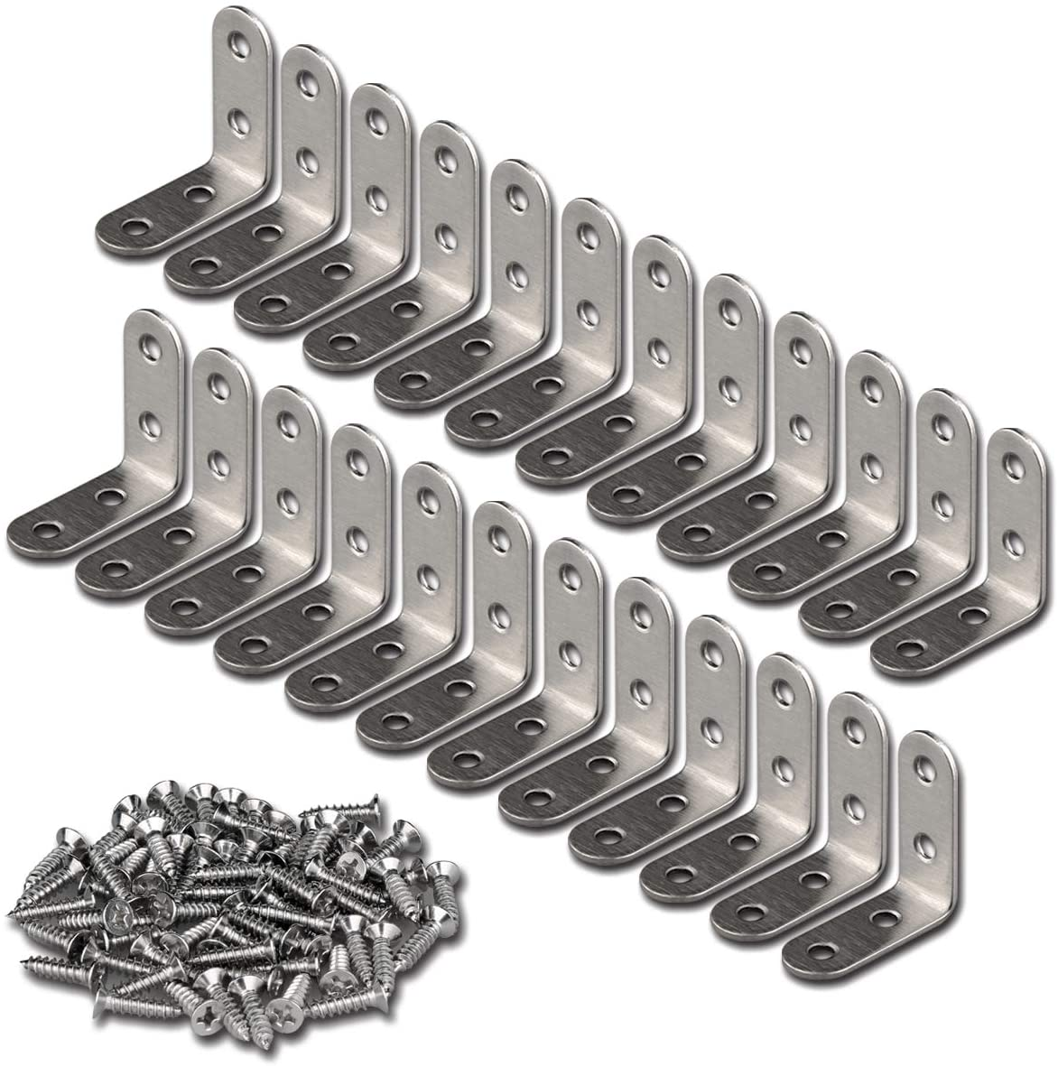 24-Piece 40x40mm Stainless Steel Corner Braces for Joint Reinforcement