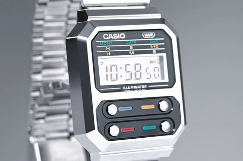 CASIO A100WE-1AEF⎪A100WE-1A⎪Vintage EDGY⎪PLATEADO⎪ ALIEN WATCH F-100 - Afbeelding 2 van 9