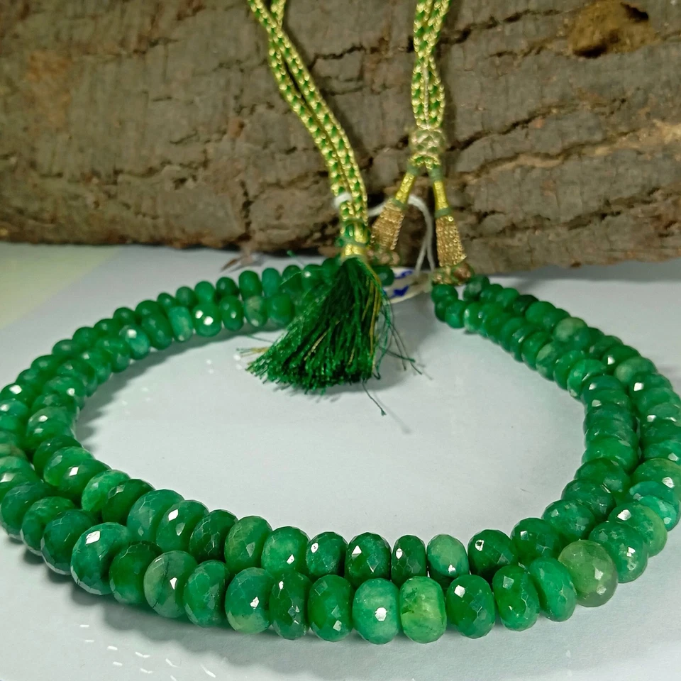 Collar Esmeralda Facetada Esmeralda Verde Zambia Simulado 2 Capas Esmeralda Foto 2 de 4