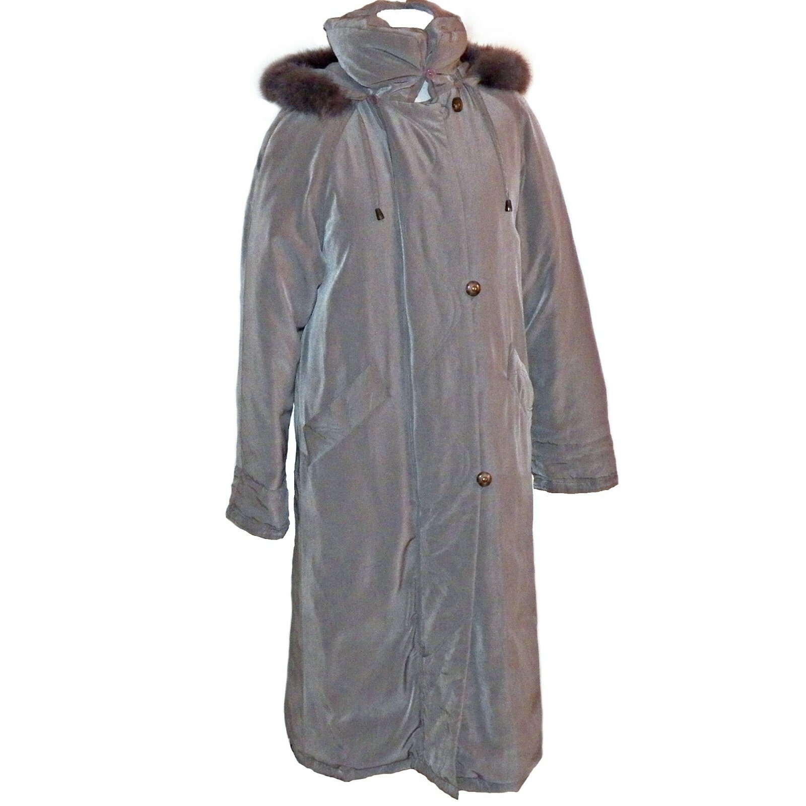Abrigo Largo Taupe Utex Con Capucha De Piel Verdadera Eaton Canadá 6