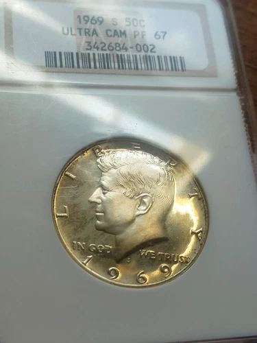 1969 S KENNEDY HALF DOLLAR. NGC ULTRA CAM PF67