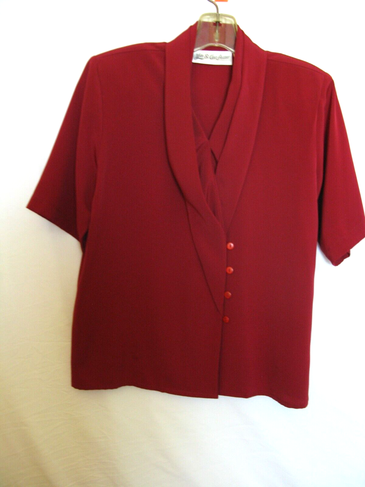 SAINT LAURENT Camicia a maniche corte Yves St. Clair Petities rossa poliestere abbottonata 10 P