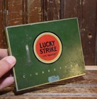 LUCKY STRIKE CIGARETTES PAINTED METAL TIN SIGN LUCKIES ITS TOASTED 1940s VINTAGE