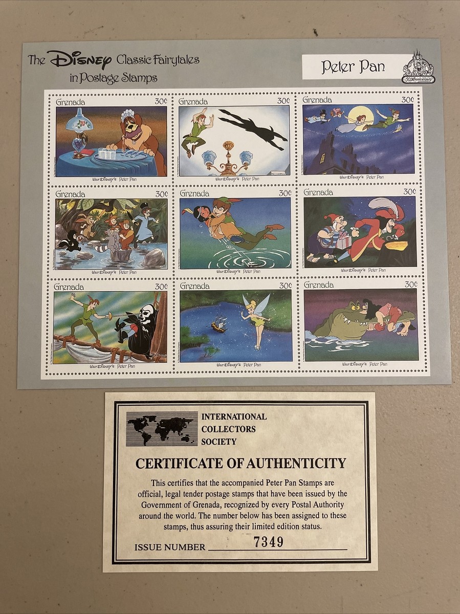 限定品ディズニー☆Authentic Postage Stanp 1987 Disney 📫50th Anniversary Classic Fairytale Stamps