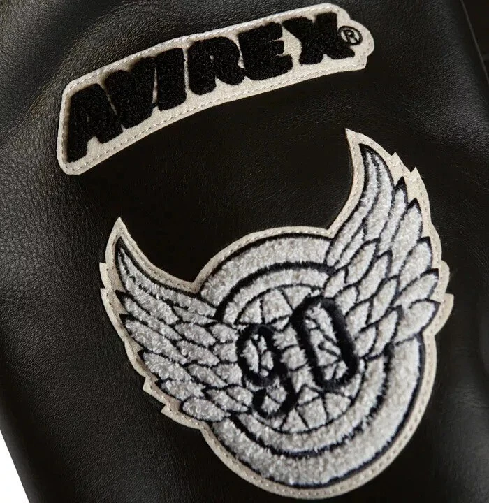 Chaqueta de cuero para hombre Avirex negra USA Tour motocicleta Foto 4 de 4