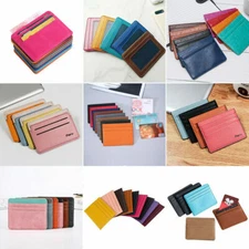 Men Slim PULeather Wallet Card Holder Front Pocket Wallet Credit ID Pocket Thin⇓
