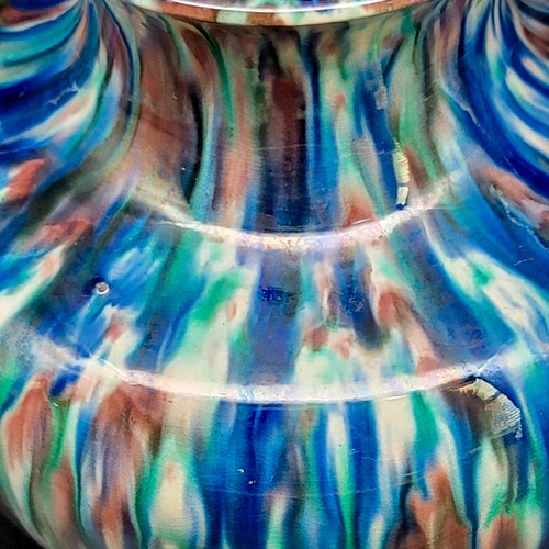 Vintage Awaji Pottery Vase Art Deco Japanese White Blue Flambe Glaze Glossy READ - Picture 16 of 22