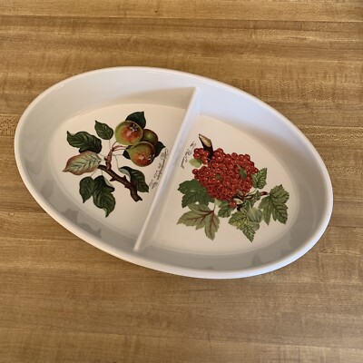 English Portmeirion Pomona Divided Baking Serving Dish Current/ Pear 11 1/4'' EUC