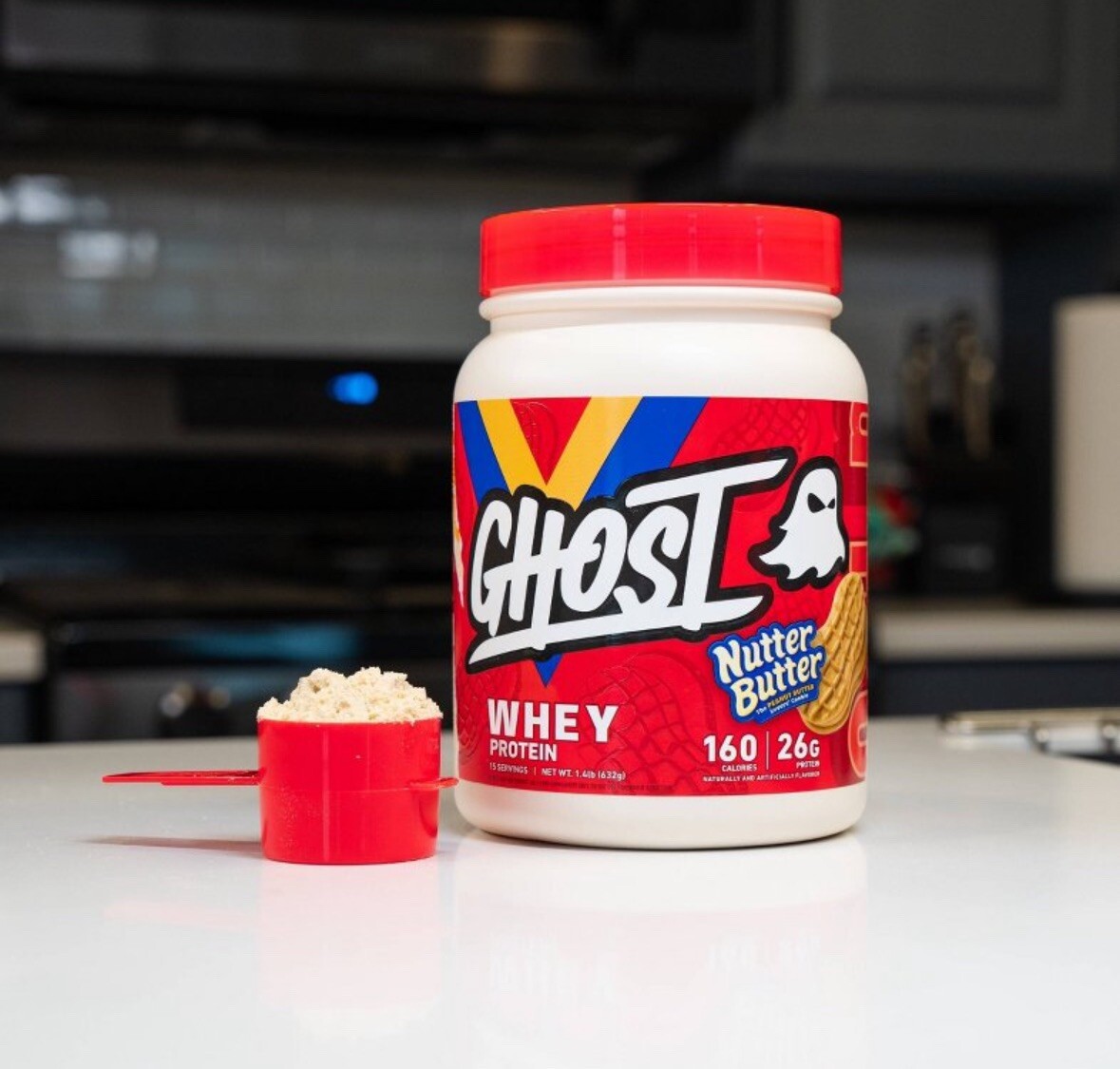 GHOST Whey Protein Powder, 2LB, Post Workout Shake, Nutter Butter