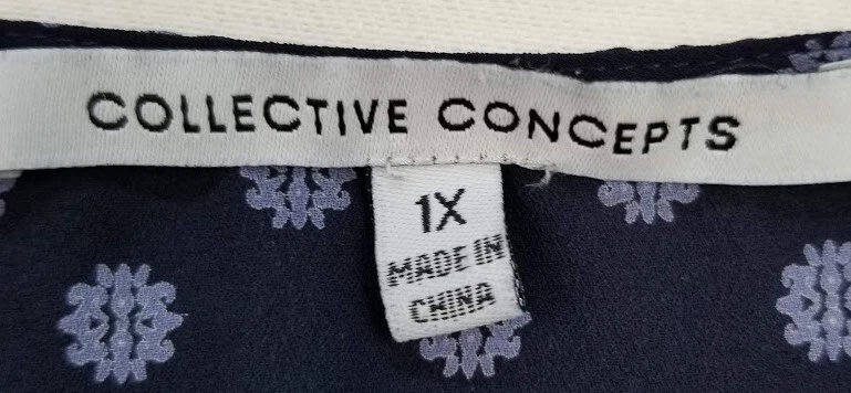 Camiseta sin mangas Collective Concepts para mujer 1X azul geométrico sin mangas tejido con cuello en V Foto 4 de 4