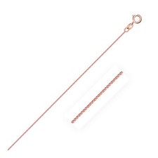 14k Rose Gold Diamond Cut Round Wheat Chain 0.6mm Width 16"-20" Inch Length