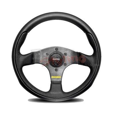 MOMO NEW TEAM BLACK LEATHER STREET STEERING WHEEL 280MM MOMO NEW TEAM BLACK LEATHER STREET STEERING WHEEL 280MM