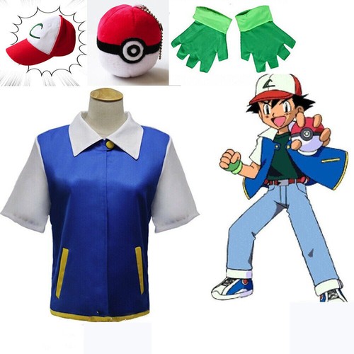 Kids Pokemon Ash Ketchum Fancy Dress Costume Boys Pokemon Costume Set UK - Picture 1 of 14
