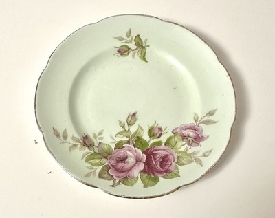 Vintage Royal Stuart Spencer Stevenson Bone China Beilagenteller Grün Rosa Rosen 