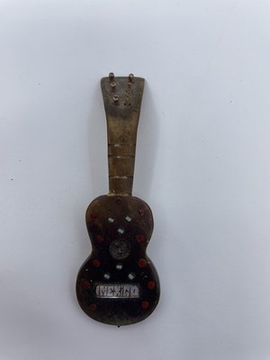 Dollhouse Miniature Vintage Mexican Wooden Guitar Mother of Pearl Inlay