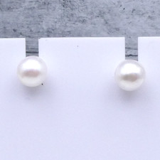 Japanese Akoya Pearl Solitaire Stud Earrings 7.5mm Sterling Silver 925 Earrings