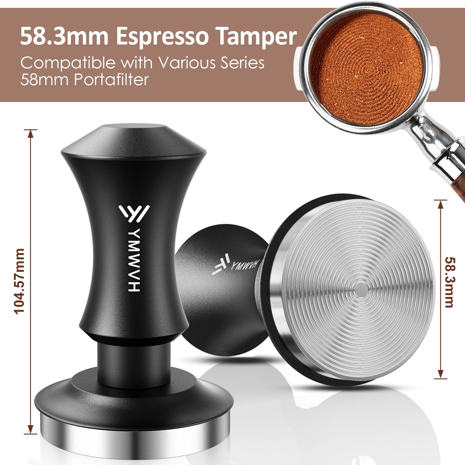 Espresso Tamper 58.3mm with 20lb/30lbs Springs Tamper Black, Premium Barista ...