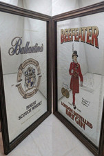 Ballantines Whiskey + BEEFEATER GIN Spiegel Werbespiegel Bar Theke Konvolut 2er