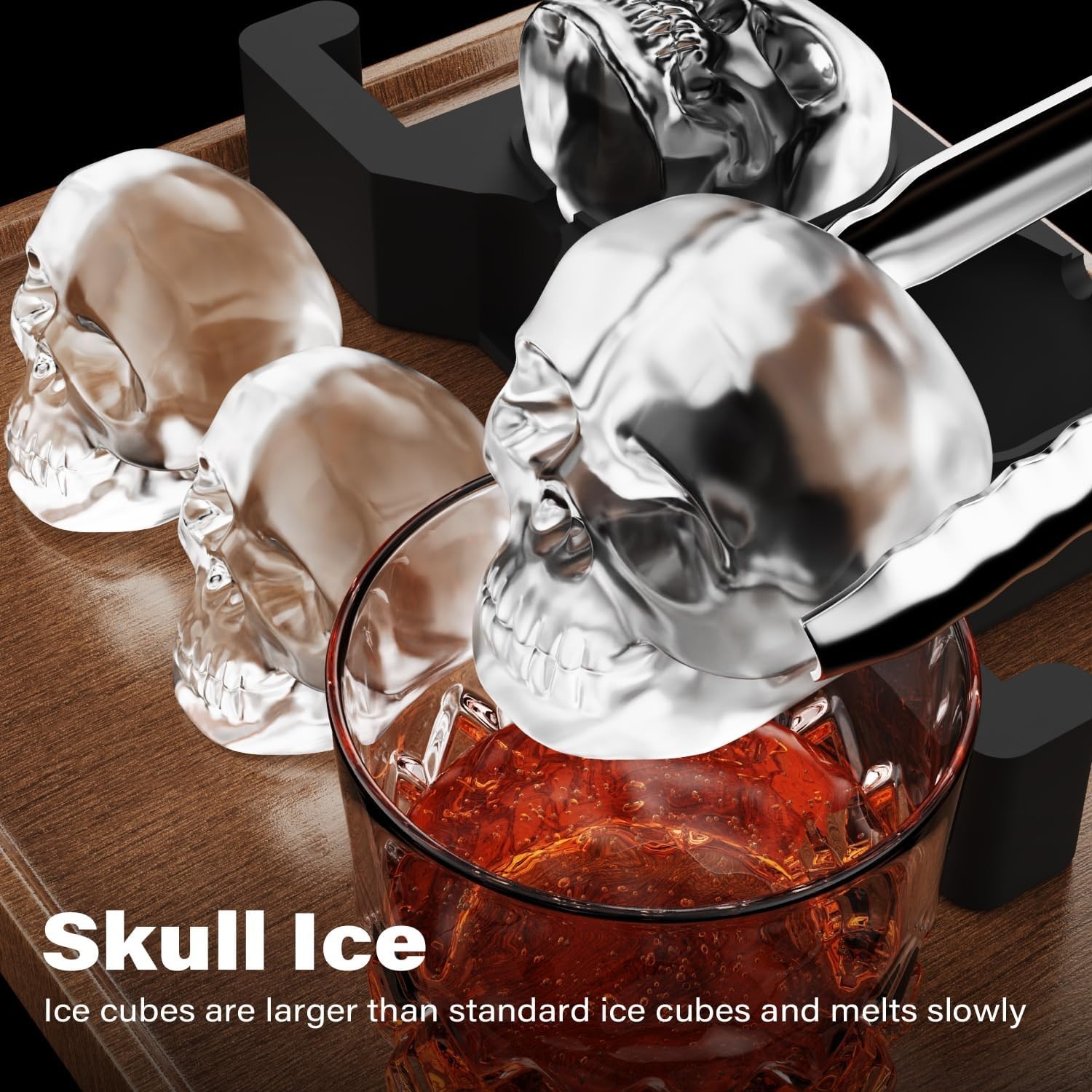 3D Skull Ice Ball Maker for Clear, Large Ice Cubes - Perfect for