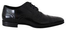 Dolce & Gabbana Black Leather Men Derby Formal Loafers Men's Shoes