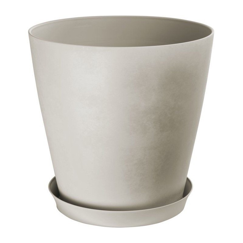 Pot de fleurs rond GARDEN ID Swing Cone Ø 42 cm de 40L coloris pierre blanche