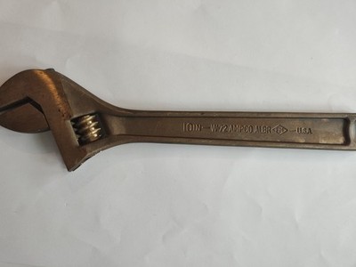 Ampco Safety Tools W-72 Adj. Wrench, Nonspark, 10'', 1-5/16'', Natural