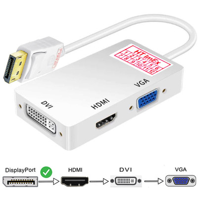 Mini Adapterkabel 3 in 1 Konverter Display Port DP zu HDMI/DVI/VGA Konverter