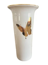 TAKAHASHI San Francisco Made in Japan Gold Butterflies Porcelain Vase 9.25” Boho
