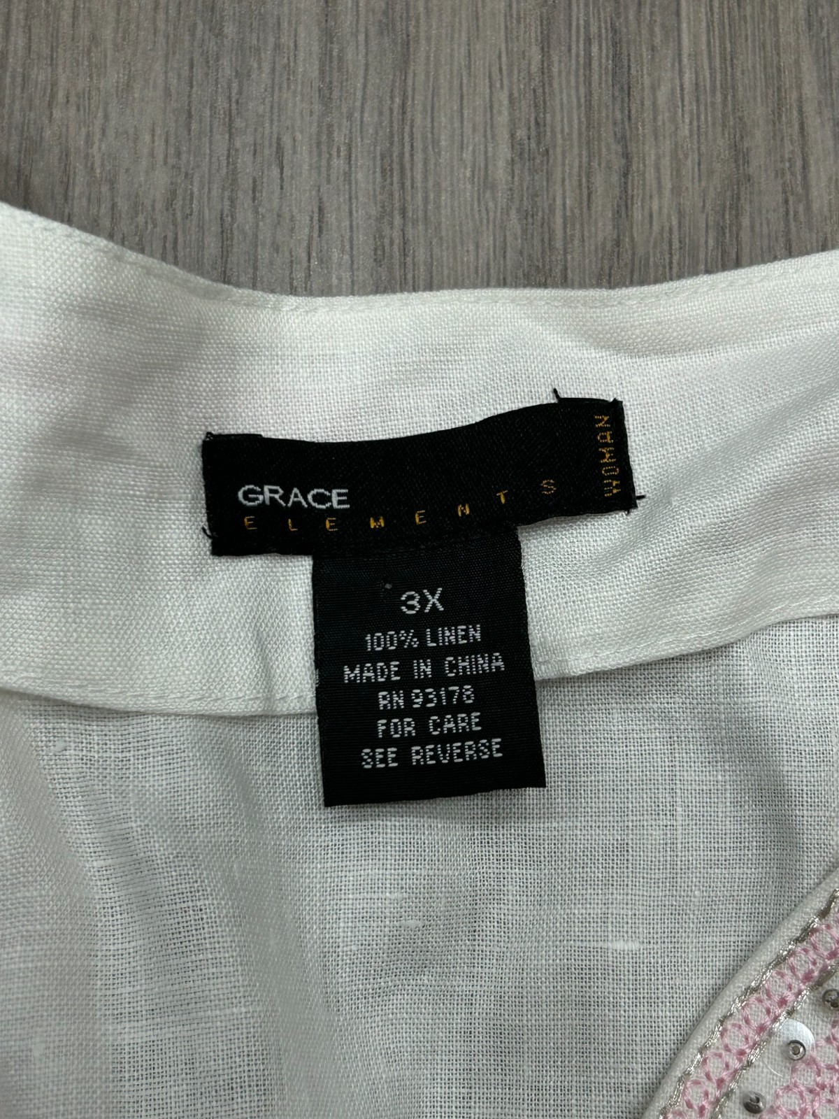 Grace Elements Womens White Linen Embroidered Tri… - image 4