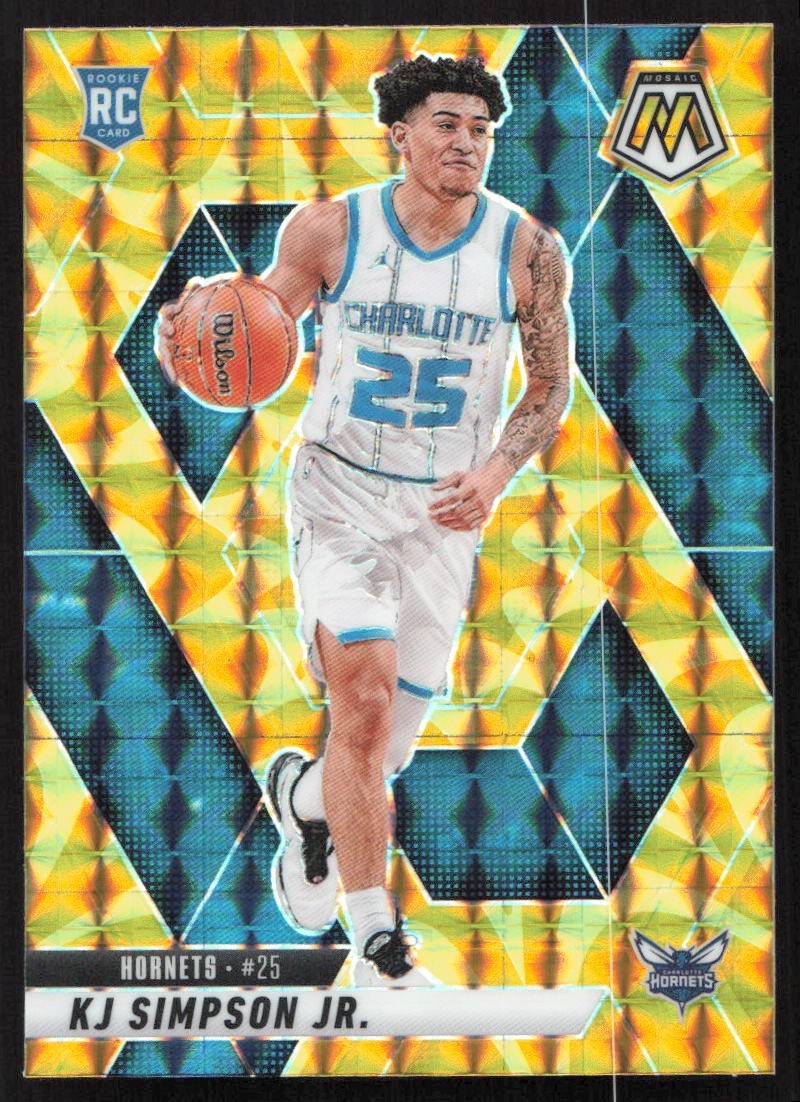 2024-25 Panini Mosaic - KJ Simpson Jr. #239 Reactive Yellow Mosaic Prizm (RC)