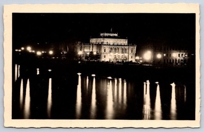 Antique Czechia Postcard PRAGUE Chamber of Deputies Night RPPC