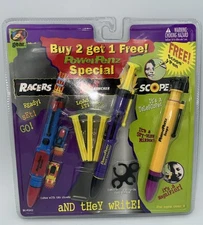 1997 YES! Gear PowerPenz Special RACERS Dart Launcher Scope Spy View 3 Pens NEW