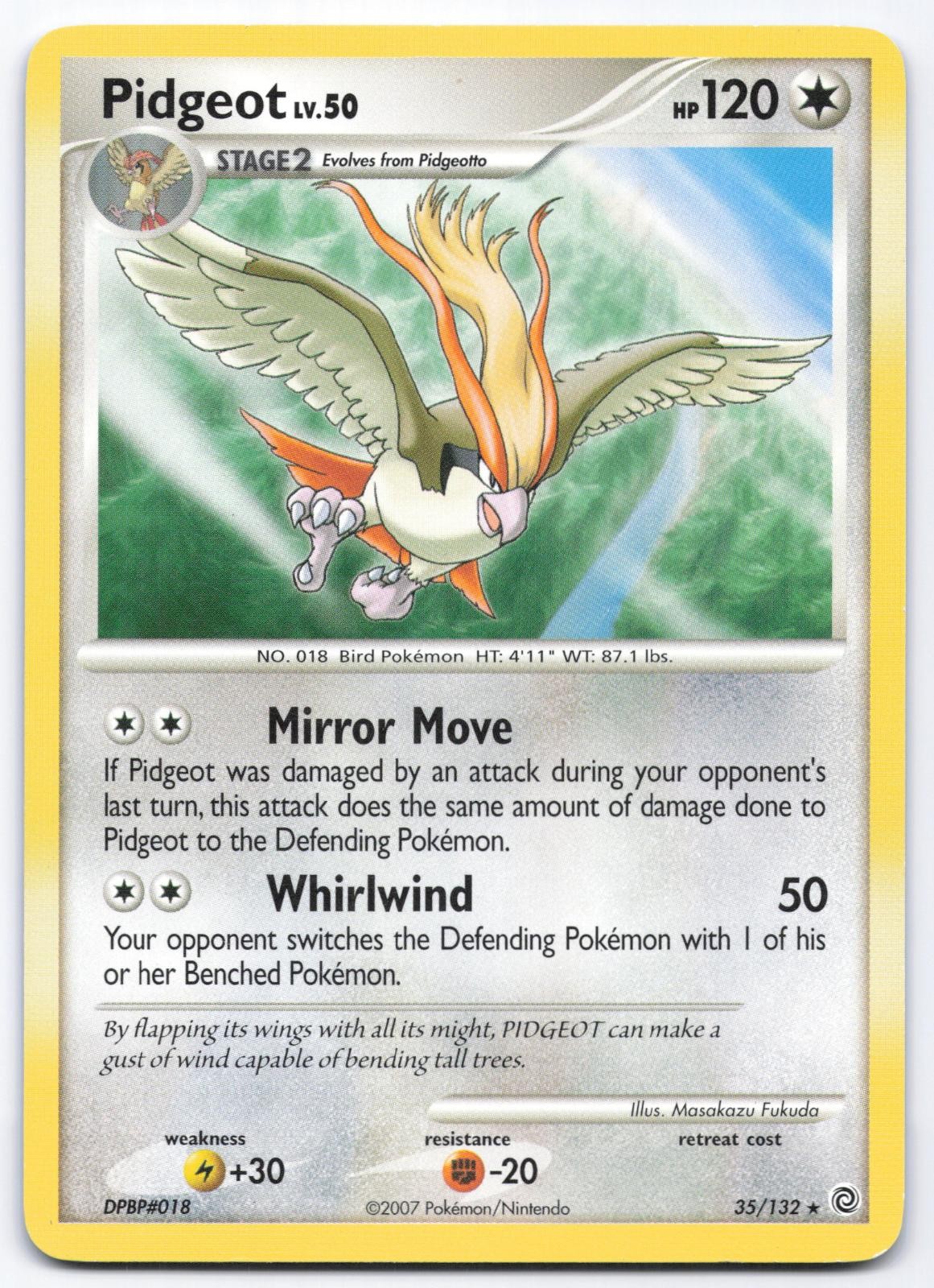 Pidgeot 35/132 Secret Wonders Non-Holo Pokemon Card Masakazu Fukuda LP PC086